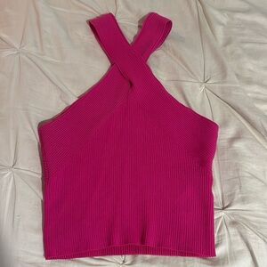 Aritzia Hot Pink Contour Ribbed Tank Top